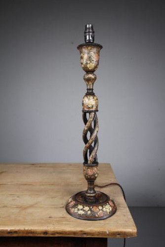 Tall Edwardian Antique Kashmiri Table Lamp