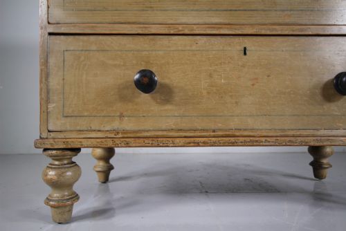 REGENCY ENGLISH ORIGINAL PAINTED PINE ANTIQUE CHEST OF DRAWERS - ADDITIONAL PHOTO 3