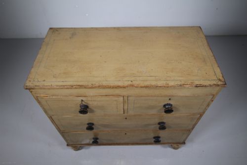 REGENCY ENGLISH ORIGINAL PAINTED PINE ANTIQUE CHEST OF DRAWERS - ADDITIONAL PHOTO 5