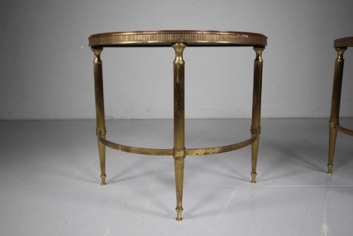 PAIR QUALITY 1930'S LOW BRASS DEMI LUNE SIDE TABLES - ADDITIONAL PHOTO 4