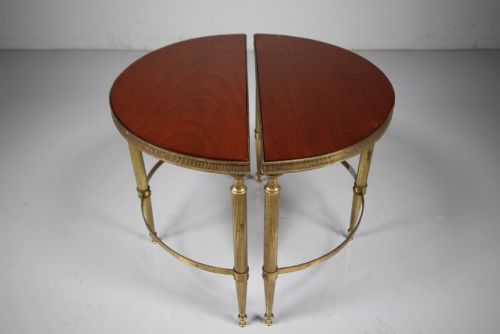 PAIR QUALITY 1930'S LOW BRASS DEMI LUNE SIDE TABLES - ADDITIONAL PHOTO 5