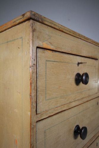 REGENCY ENGLISH ORIGINAL PAINTED PINE ANTIQUE CHEST OF DRAWERS - ADDITIONAL PHOTO 7