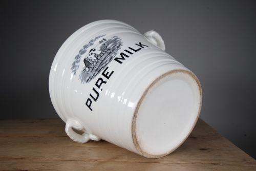 LARGE ENGLISH ANTIQUE IRONSTONE PURE MILK DAIRY PAIL NOT REPRO - ADDITIONAL PHOTO 3