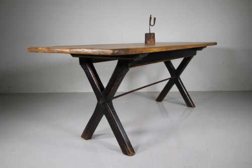 19TH CENTURY ANTIQUE OAK TAVERN DINING TABLE - ADDITIONAL PHOTO 1