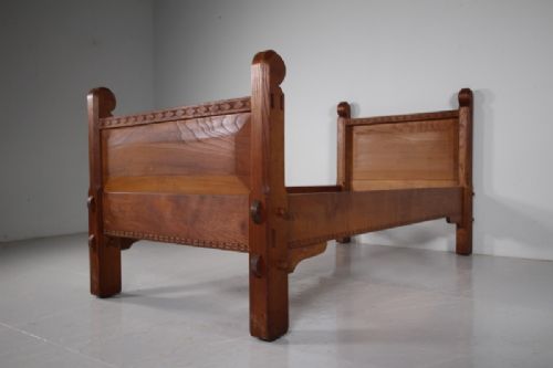 1930'S Stanley Webb Davies Oak Single Bed Signed & Dated
