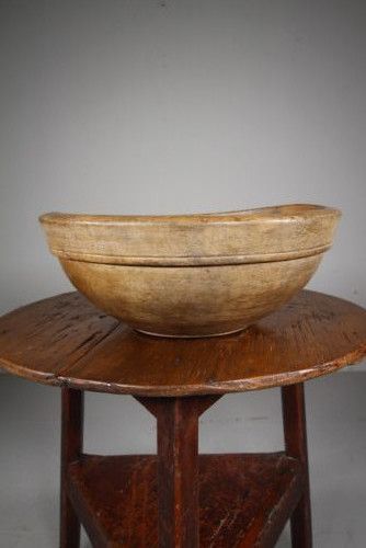 Large English 19th Century Antique Sycamore Deep Dairy Bowl