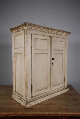 Beautiful Original Painted Pine English Antique Wall Cupboard