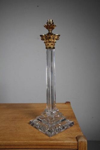 Tall English 19th Century Antique Glass Column Osler Table Lamp