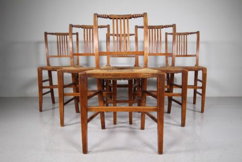 Set of Six Early 19th Century Antique Elm Country Dining Chairs