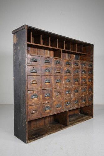 Amazing Large English 19th Century Antique Bank of Drawers