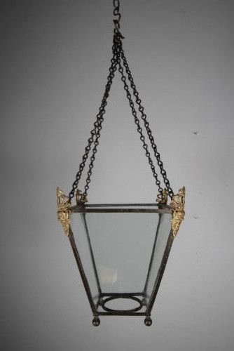 English 18th Century Antique Bronze Lantern with Gilt Bronze Mounts