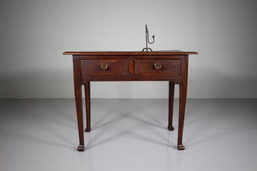 English 18th Century Antique Elm & Fruit Wood Side Table