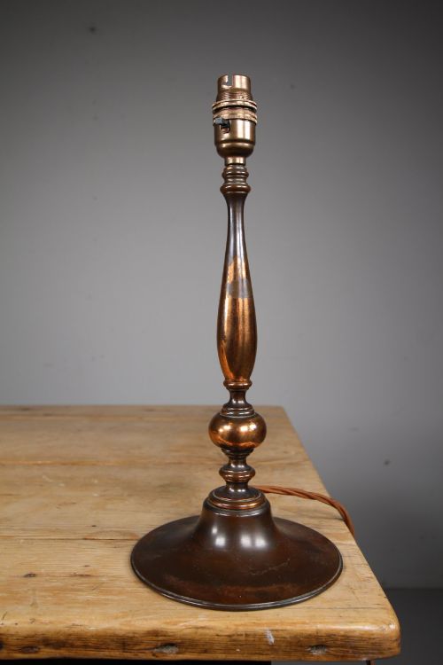 English Antique Coppered Table Lamp by Richard Evered & Sons