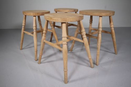 Set of Four English Oval Edwardian Antique Dining Stools