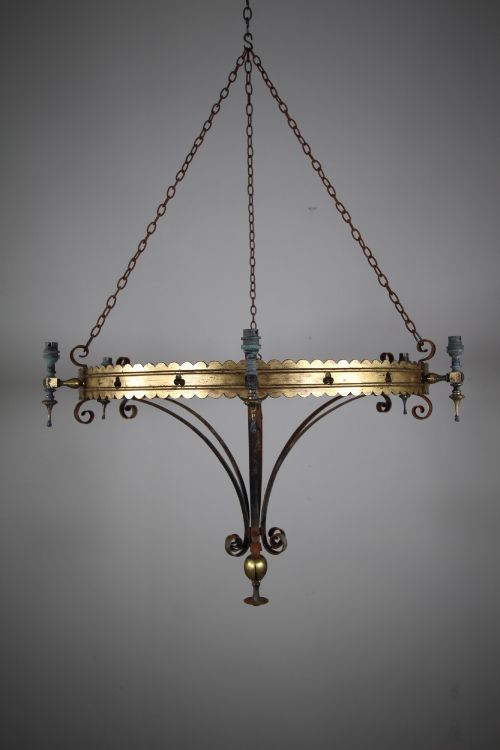 Large English 19th Century Antique Gothic Brass Chandelier