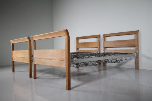 Pair of 1920'S Heals Antique Oak Single Beds - Both Labelled