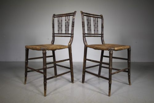 Pair of Regency Original Panted Pine Antique Chairs