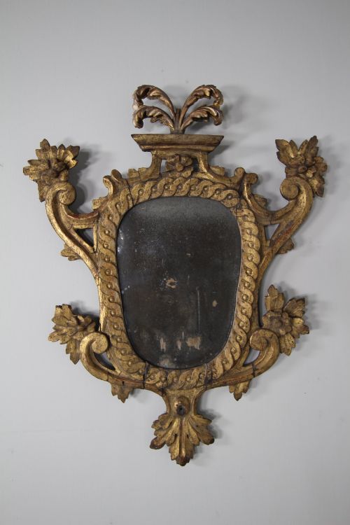 18th Century Antique Carved Wood & Gilt Decorative Wall Mirror