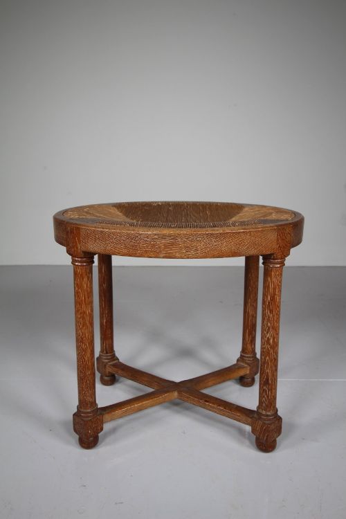 Rare Large Heals Antique Oak Tilden Range Oval Stool