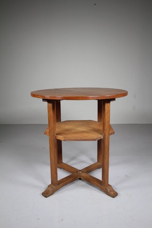 Heals Antique Oak Tiered Side Table - Labelled