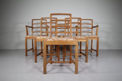 Set of Six Heals of London 1920's Oak Dining Chairs