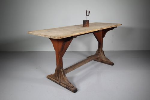 English 19th Century Antique Tavern Dining Table in Original Paint