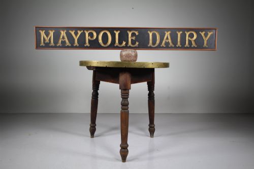 English Antique Maypole Dairy Carved & Gilt Sign