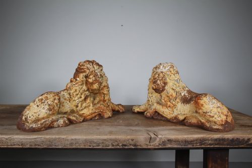 True Pair of English 19th Century Antique Cast Iron Lion Boot Scapers