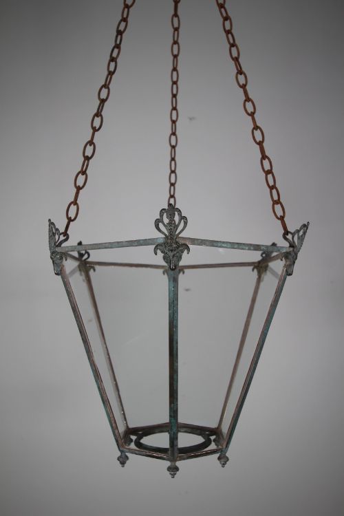 Early 19th Century English Antique Bronze Rams Head Hanging Lantern