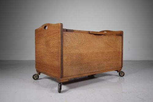 Rare Heals Antique Oak Bedding Box - Labelled
