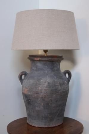 Huge Antique Terracotta Vase Converted Into Lamp