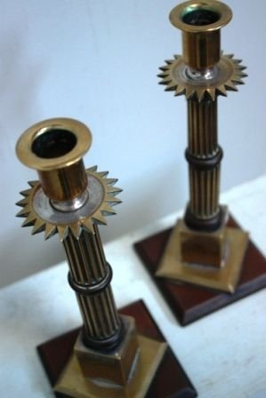 Pair of Antique Brass Decorative Candlesticks