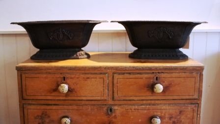 Pair of Antique Cast Iron Urns