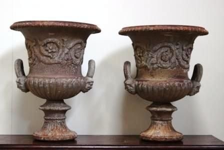 Pair of Regency Cast Iron Decorative Urns