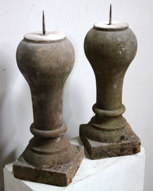 Antique Pair of Georgian Stone Candle Columns
