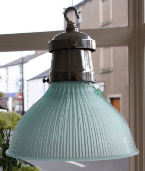 1920'S Glass and Chrome 'Holophane' Light Fittings