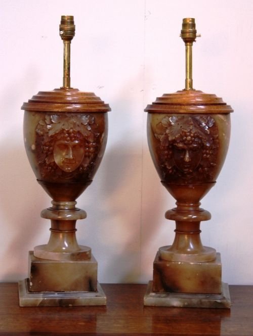 Pair of Late 19th Century Alabaster Lamps