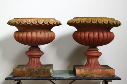 Pair of Antique Victorian Terracotta Urns