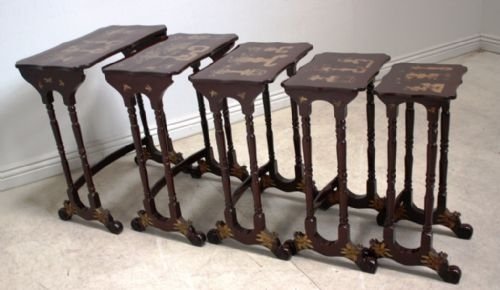 Antique Victorian Chinoisserie Nest of Tables