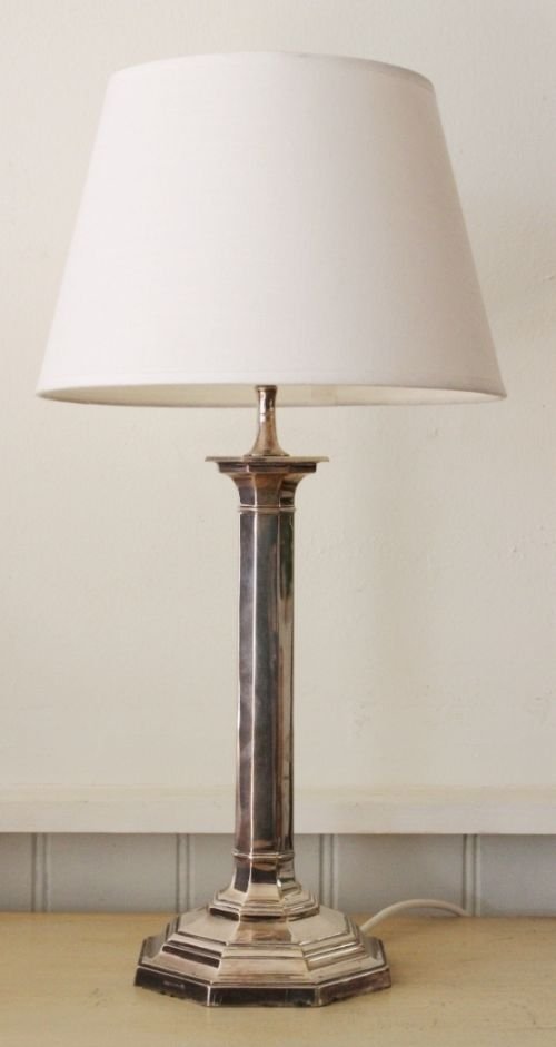 Edwarian Antique Silver Plate Table Lamp