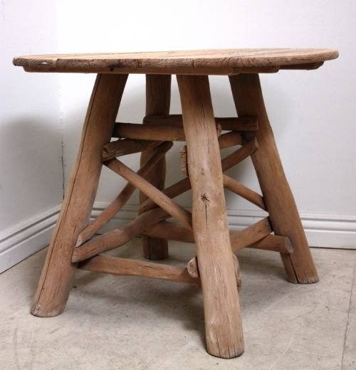 Antique Rustic Oak Garden Table. 1930'S.