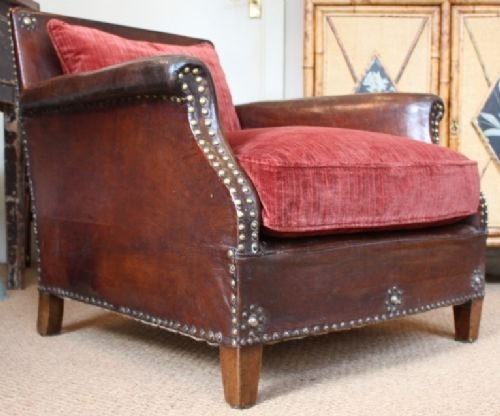 Antique Victorian Brown Leather Armchair