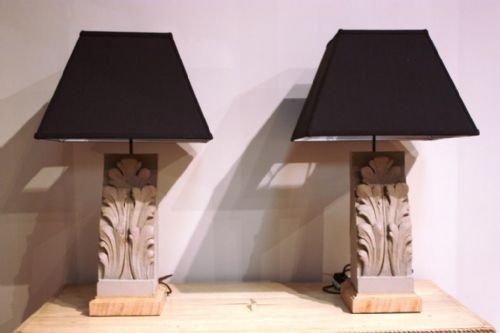 Pair of Antique Terracotta Corbel Lamps