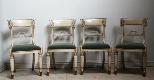 Antique Set of 4 Regency Mahogany Painted Chairs