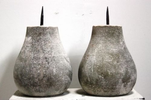Pair of Antique Stone Candlestands