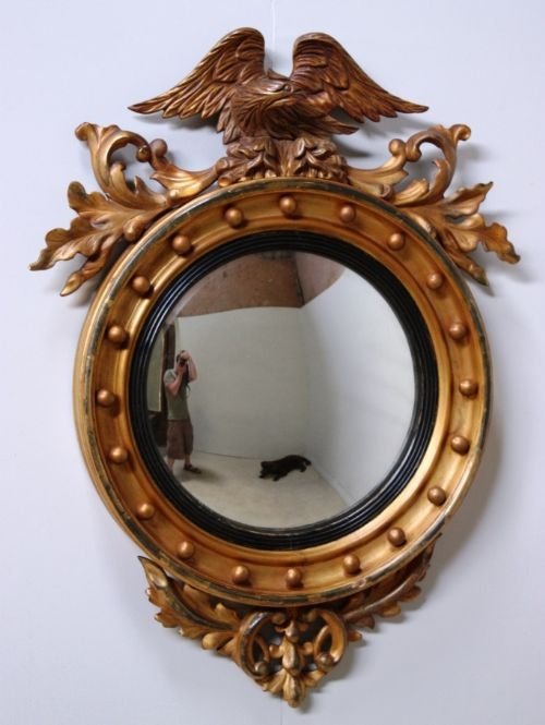 Victorian Antique Gilt Convex Mirror