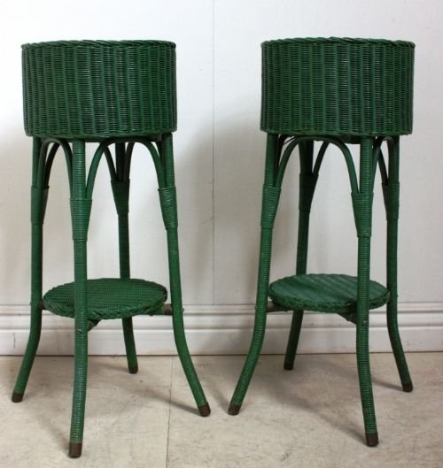 Pair of Antique Edwarian Lloyd Loom Jardinieres