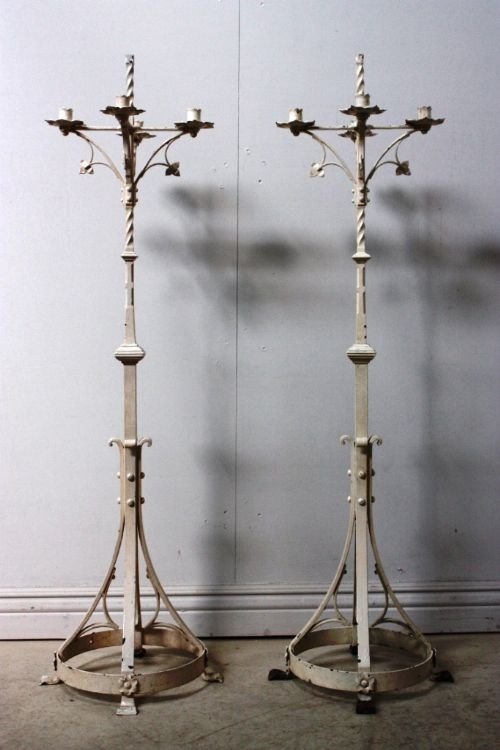 Pair of Antique 19th C Aesthetic Candlestands