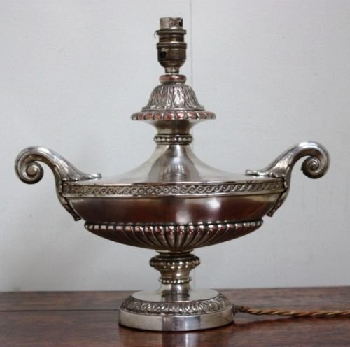 1920'S Antique Silver Plate Urn Shaped Lamp