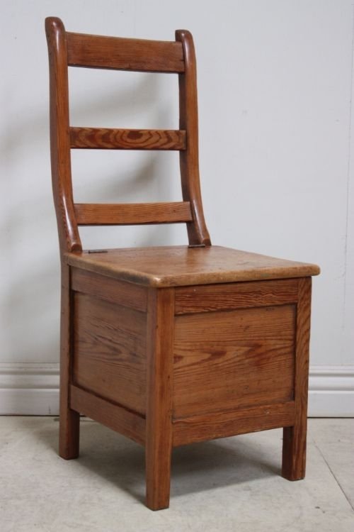 Antique Victorian Pine Box Seat Chair